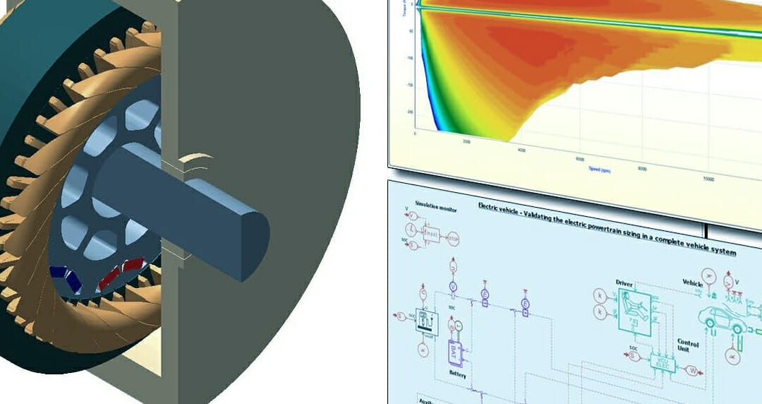 Rendering of an electric car powertrain