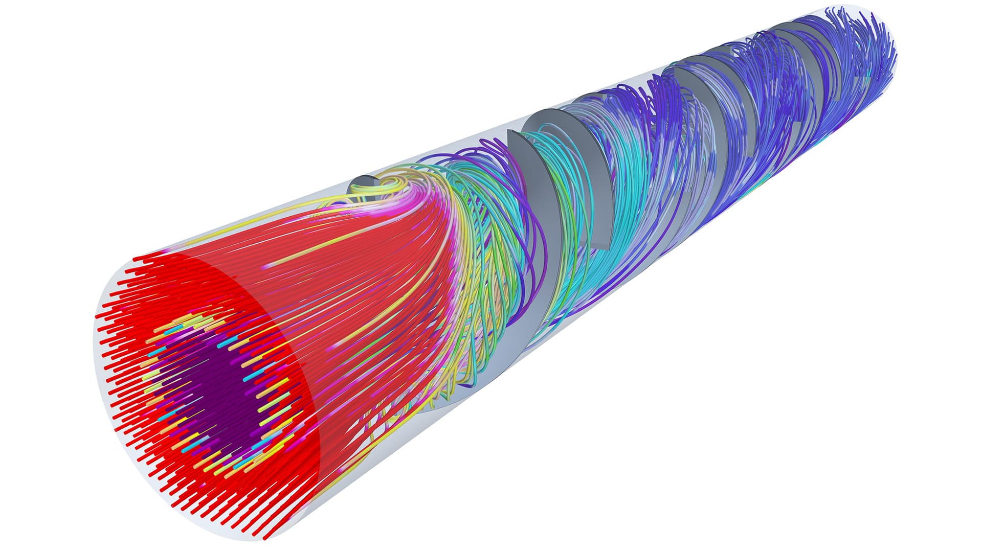 star-ccm-static-mixer Static mixer in Star-CCM+ showing mixing of two fluids