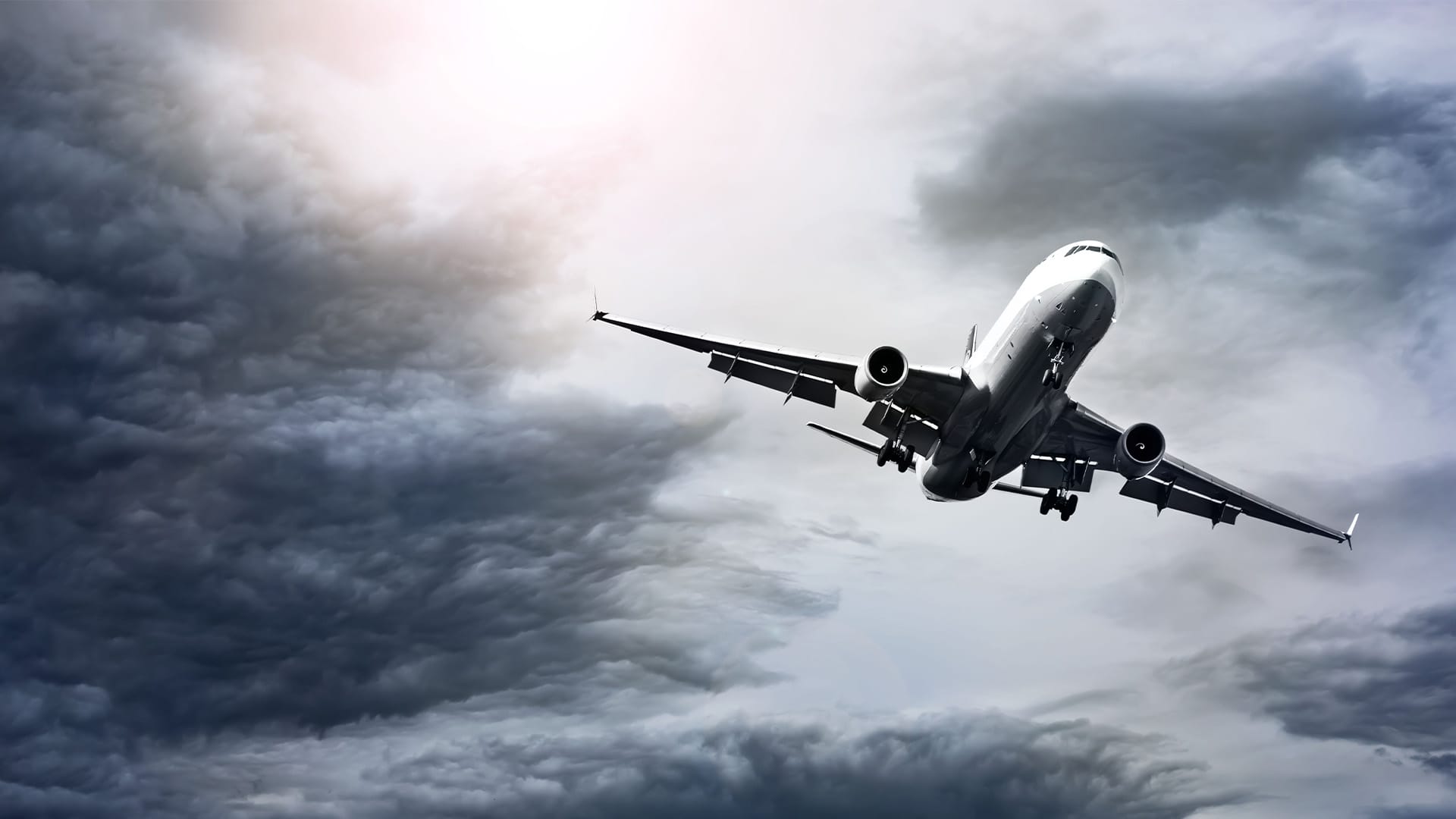 An airplane flying in a thunderstorm