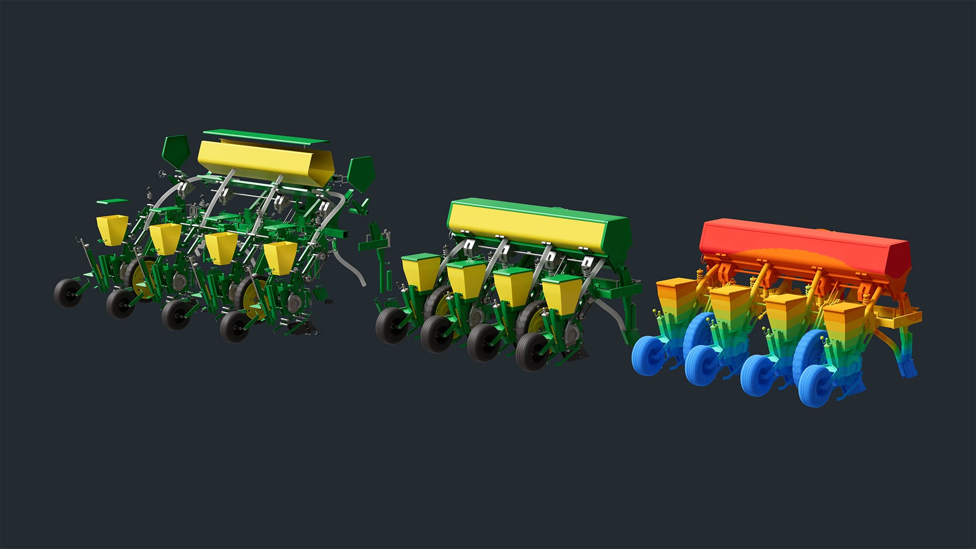 A seed planter machine modeled in Altair SimSolid